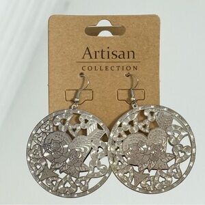 Artisan Collection Filigree Rose & Heart Round Drop Earrings